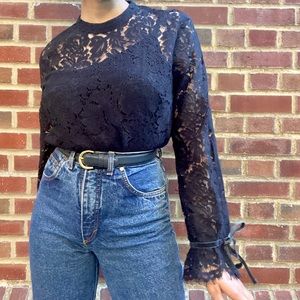 GAP black long sleeve lace top w/ built-in cami